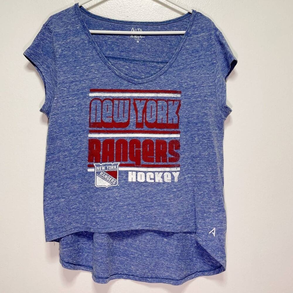Alta Gracia Blue Marled New York Rangers Short Sleeved Scoop Neck T-Shirt